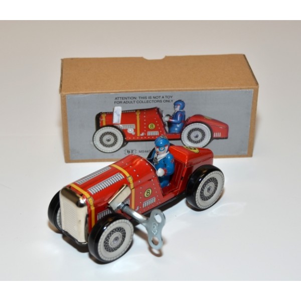 Replica Tin Toy Wind Up Action 1920's Red Racing Car MS447
